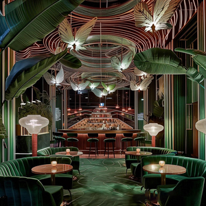 Conjunto de Sillas y Mesa para Restaurante Occidental, Tapicería de Terciopelo Verde Esmeralda, Sofá Ecológico de Alta Gama para 6 Personas, Estilo Moderno para Hotel - Product Image 2