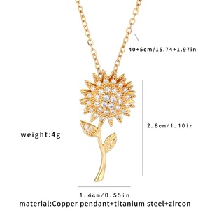 Merryshine, collar con colgante de circón de diamante chapado en oro para mujer, regalo de San Valentín, giratorio, girasol, perla, <span class=keywords><strong>Fidget</strong></span> <span class=keywords><strong>Spinner</strong></span> - Product Image 4