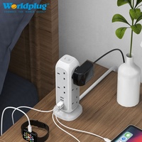 Worldplug Power Strip Tower UK Prise de câble d'extension électrique avec ports USB