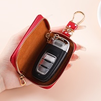 Étui de clés de voiture en cuir PU à pois, portable, pour femme, mini porte-monnaie avec fermeture éclair, accessoire de sac, vente en gros