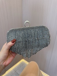 Cross-border Europe United States Tassel Rhinestone <b>Clutch</b> Evening Dress Encrusted Diamonds Polyester Exposed Closure Tanjing - Product Image 5