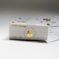 Boîte en papier pour serviettes hygiéniques avec bande détachable, emballage à fond rabattable avec papier texturé et doré pour cosmétiques et bougies