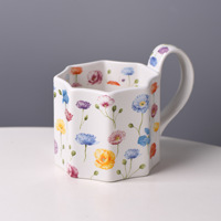 Tasse à café en céramique moderne, cadeau d'anniversaire pour amies, thé de l'après-midi, motif floral, compatible micro-ondes et lave-vaisselle