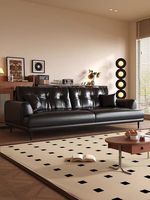 Canapé Chesterfield trois places Mufang, style mid-century moderne, en cuir véritable confortable, design simple, modulaire, idéal pour appartement et villa