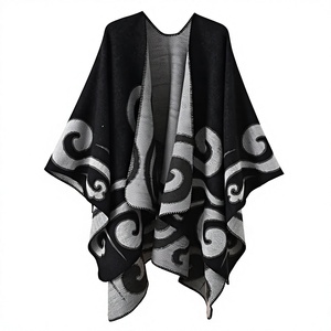 Flowing Striped <b>Poncho</b> Shawl for Women Open Front Cape with Fringe Tassels Fashion Layering Wear - Product Image 3