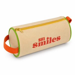 Estuche Redondo de Lona para Lápices al por Mayor con Logotipo Personalizado, Bolsa Cosmética Cilíndrica Portátil con Asa para Organizador de Viaje - Product Image 1
