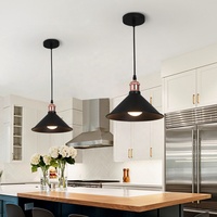 Suspension dôme noire E27 E26 pour restaurant, table à manger ou îlot de cuisine, câble réglable de 100 cm, largeur de 24,5 cm