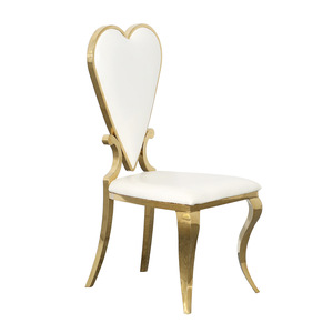 Chaise de mariage chinoise en acier inoxydable doré à dossier en forme de cœur pour événements intérieurs et extérieurs – Vente directe - Product Image 1