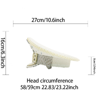 Chapeau de Capitaine à Motif à Carreaux Décontracté Blanc Personnalisé avec Paillettes, Perles et Strass, MOQ 3, pour Vente en Gros, Idéal pour le Burning Man, Mariages et Fêtes de Luxe