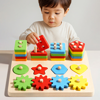 Juguetes de Madera Montessori para Niños Pequeños, Rompecabezas de Apilamiento de Formas, Juego de Engranajes de Combinación, Juguetes Educativos Preescolares, Actividad de Aprendizaje