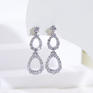 Boucles d'oreilles Messi Jewelry MSE-839 en or blanc 18 carats avec diamants ronds pour femmes - Product Image 3