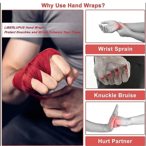 Bandages de boxe élastiques en coton avec logo personnalisé pour MMA, Muay Thai, Sanda – Sangles de soutien pour poignets - Product Image 5