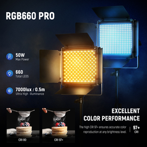 Kit d'éclairage de studio photo <span class=keywords><strong>Neewer</strong></span> <span class=keywords><strong>RGB</strong></span> 660Pro <span class=keywords><strong>RGB</strong></span> 50W à intensité variable avec écran LCD, 2 packs, en alliage d'aluminium, pour la photographie - Product Image 2