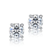 Boucles d'oreilles en argent 925 sterling, bijou classique à 4 dents, réglage clair, CZ