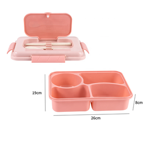 Fiambrera <span class=keywords><strong>Rectangular</strong></span> Multi Grid de 1600ml con palillos y cucharas Fiambrera para niños Fiambrera segura para microondas Contenedor de alimentos - Product Image 2