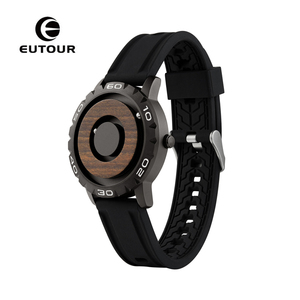 EUTOUR E031 <span class=keywords><strong>Orologio</strong></span> da Polso in Legno per <span class=keywords><strong>Uomo</strong></span> con Sfera Magnetica al Quarzo, Cinturino in Silicone, Visualizzazione <span class=keywords><strong>Touch</strong></span> - Product Image 3