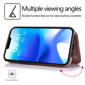 Chủ thẻ PU da chân đế Wallet trường hợp đối với iPhone 15 14 13 11 Pro Max cộng với khe cắm đôi từ bền chống sốc Bìa - Product Image 4