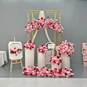 Beda Rosa de luxo colorido flor bola decoração de casamento rosa vermelho artificial peças centrais de mesa de casamento personalizadas