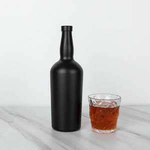 Botella de Vidrio Mate Negra Redonda de 750 ml para Licor, <span class=keywords><strong>Aperitivo</strong></span> o Vino, con Acabado de Cuello de Barra, Precio Directo de Fábrica - Product Image 4