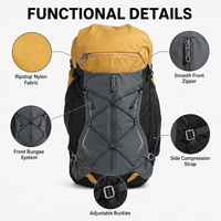 Sac à dos de camping en nylon 32L résistant à l'abrasion, pratique pour l'escalade et la randonnée, vente en gros