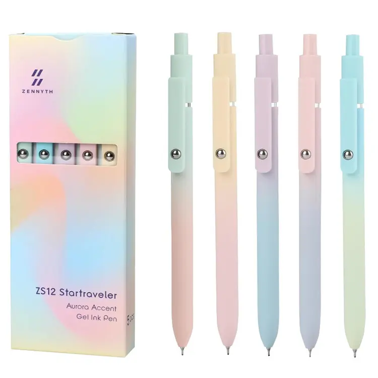 Personnalisation papeterie personnalisée stylo de couleur vente à chaud stylos gel dégradés couleurs arc-en-ciel vente en gros ensemble de papeterie pour fournitures scolaires