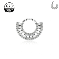 Anneau de septum articulé tendance avec zircone cubique pavée en titane ASTM F136 pour piercing hélix et daith