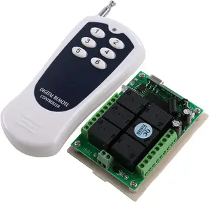 Transmissor de controle remoto wireless 6ch 433mhz, com 6 canais, receptor de 12v dc para luzes de controle/motors/ventiladores/windows/persianas