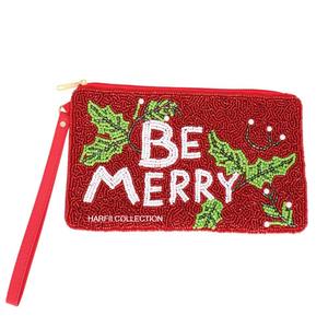 High Quality Vintage Style Beaded Coin Purse with Zipper Closure Merry Christmas Theme Factory Price Hot Selling - Product Image 2
