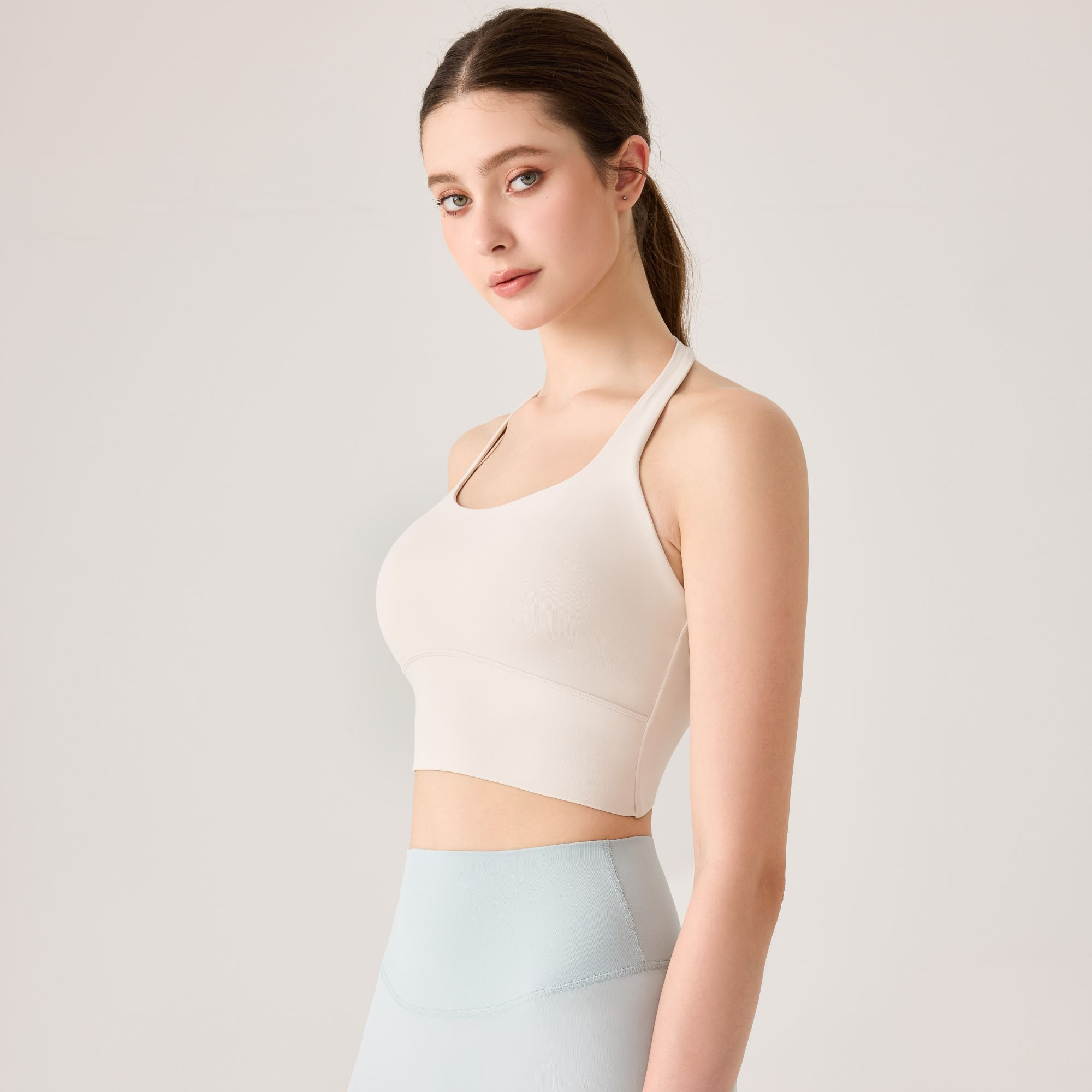 Women's High-Elastic Slim-Fitting Yoga Top Racerback Large Back Exposure Twisted Knot Design Spandex/Nylon Material Quick Dry