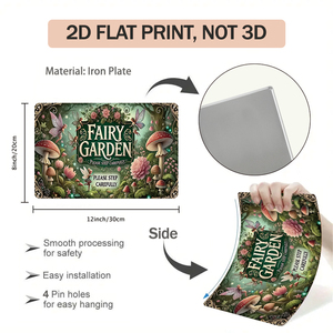 Panneau <span class=keywords><strong>métallique</strong></span> plat pour jardin féerique, impression 2D, décor mural elfe, champignon, floral, papillon pour jardin, patio, <span class=keywords><strong>serre</strong></span> - Product Image 2