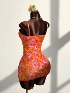 C0012 Retro Fashion Slim Fit <strong>Leopard</strong> <strong>Print</strong> Deep V Lace Patchwork Suspender Sexy <strong>Dress</strong> for Women - Product Image 4