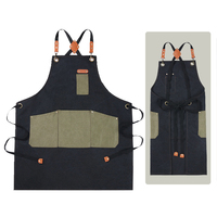 Nouveau design de tablier de barbier en toile épaisse robuste et anti-salissure avec dos croisé tabliers en toile bicolore avec poches multifonctions