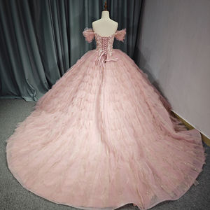 Vestido de Noche Elegante para Fiesta, Color Rosa Brillante, Largo hasta el Suelo, Escote Corazón, Apliques de Pedrería, Cristal Natural, Modelo 6688 - Product Image 4