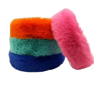 light Orange faux fur headband 1" wide furry fuzzy hair band accessory 2.5cm
