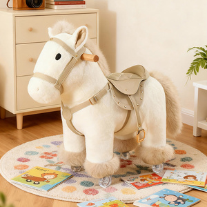 Kinder-Schaukelpferd - Plüsch-Fitness-Schaukelpferd mit Realistischen Galoppgeräuschen & Rutschfestem Sicherheitsring - Product Image 5