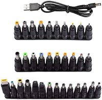 Kits d'adaptateurs d'alimentation CC 34 pièces Entrée universelle Femelle 5,5 mm X 2,1 vers embouts de prise mâle CC multi-types pour ordinateur portable
