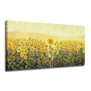 Pintura a óleo em tela de alta qualidade com paleta floral famosa para paisagens, faca de sol-flor, decoração artística para paredes, arte original
