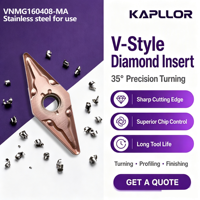 VNMG160408-MA KAPLLOR OEM Plaquita Rómbica CNC de 35 Grados para Torneado Externo, Herramienta de Torneado de Acero Inoxidable, Plaquita Puntiaguda, Envío en 7 Días