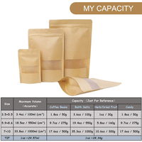 Sachets Doypack en papier kraft brun avec fenêtre, en stock, pour emballage alimentaire sec (chips de pommes de terre)