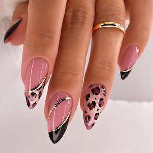 Pegatinas de Uñas Postizas ABS con Patrón de Almendra <span class=keywords><strong>Francesa</strong></span>, <span class=keywords><strong>Diseño</strong></span> de <span class=keywords><strong>Manicura</strong></span> Estilo Europeo Americano para Dedos, 24 Uñas Postizas para Usar - Product Image 1