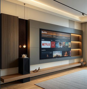 Mobile TV Sospeso, Centro di Intrattenimento in Rovere Naturale Bianco, Design <span class=keywords><strong>Moderno</strong></span> Neutro, Pannello per <span class=keywords><strong>Soggiorno</strong></span> - Product Image 1