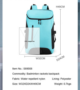 Unisex Multi-functional Water Resistant Badminton Sports Polyester 37.6L Portable Travel Bag <b>Backpack</b> <b>Large</b> Capacity Shoes - Product Image 5