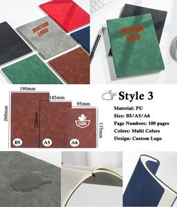 Printed Logo Kraft Paper PU Leather Planners Diary Journal Spiral <b>A5</b> <b>Note</b> <b>Book</b> for School Business Custom Notebook With Logo - Product Image 4