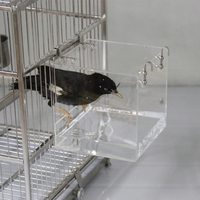 Cage en acrylique personnalisée mangeoire à oiseaux receveur de graines plateau Cage avec crochets en acier inoxydable pour petits oiseaux perroquets canari Cage pour animaux de compagnie