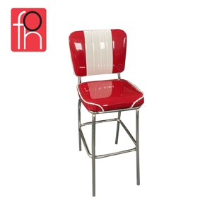 Taburete Alto de Diseño Estadounidense de Dos Colores Retro para Club Nocturno o <span class=keywords><strong>Restaurante</strong></span>, Rojo <span class=keywords><strong>y</strong></span> <span class=keywords><strong>Blanco</strong></span> - Product Image 1