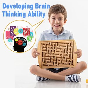 Gioco del Labirinto <span class=keywords><strong>in</strong></span> Legno per Bambini, Giocattolo Educativo per lo Sviluppo Cerebrale, Puzzle per 4-6 Anni, Confezione Colorata - Product Image 3