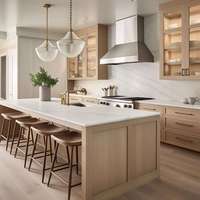 Ensemble d'armoires modernes en MDF prêt-à-monter Armoire garde-manger îlot de cuisine en acier inoxydable verre bois massif granit pour appartements