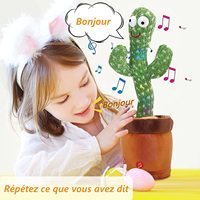 Cactus dansant, jouet électronique en peluche douce avec éclairage et chant, répète ce que vous dites pour les familles