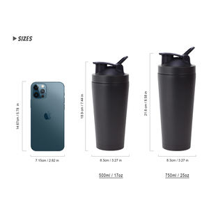 Botol Pengocok Protein Baja Tahan Karat dengan Pegangan Cangkir Pengocok Logam Ringan Botol Air Olahraga Luar Ruangan Kebugaran Gym - Product Image 4