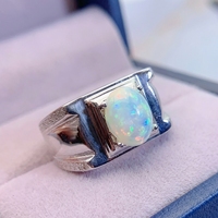 Factory Wholesale Customizable 925 Sterling Silver Men's Wedding Ring Fashion Style Natural Opal High Quality CMA